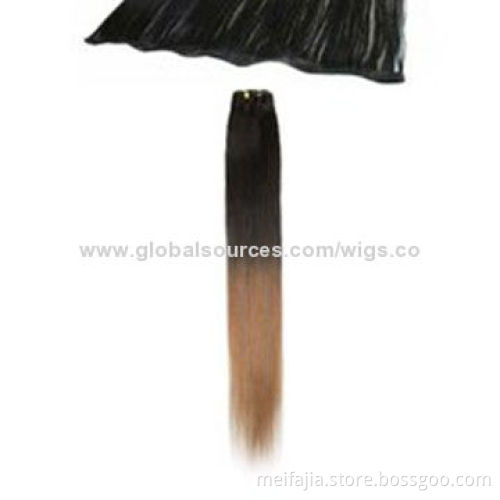 Offer Ombre natural 100% clip-in weaves extensions, silk straight human hair fiber, OEM colors